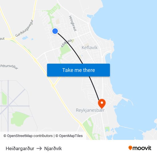 Heiðargarður to Njarðvík map