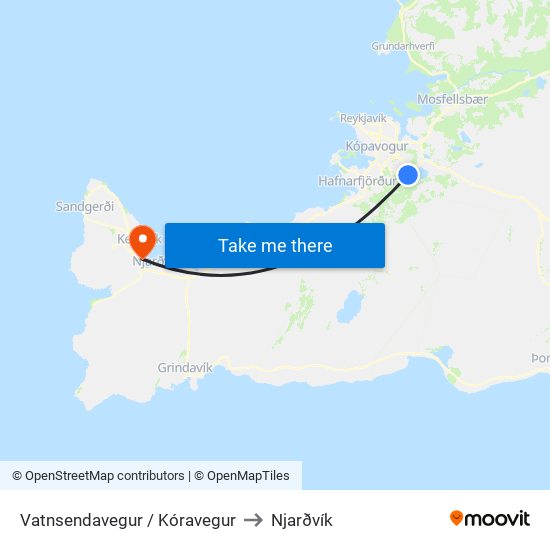 Vatnsendavegur / Kóravegur to Njarðvík map