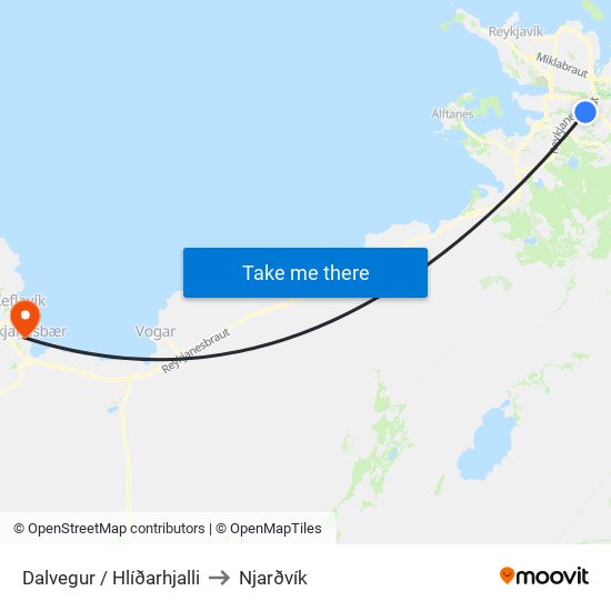 Dalvegur / Hlíðarhjalli to Njarðvík map