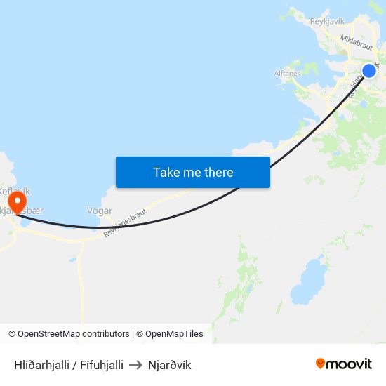 Hlíðarhjalli / Fífuhjalli to Njarðvík map