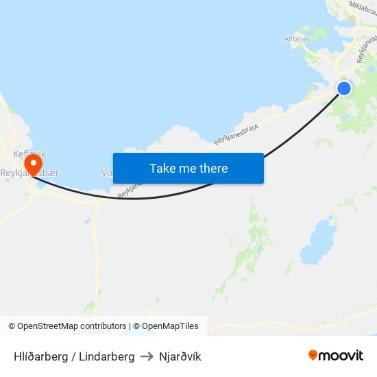 Hlíðarberg / Lindarberg to Njarðvík map