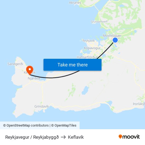 Reykjavegur / Reykjabyggð to Keflavík map