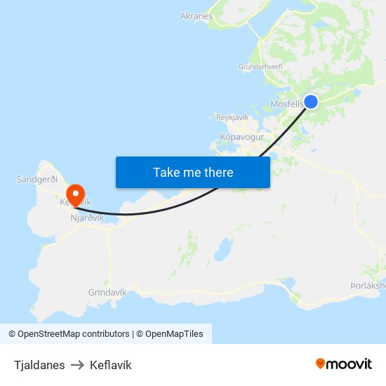 Tjaldanes to Keflavík map