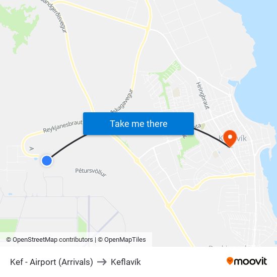 Kef - Airport (Arrivals) to Keflavík map