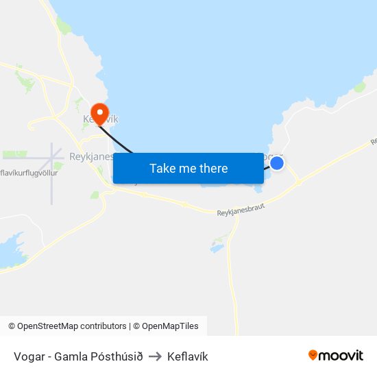 Vogar - Gamla Pósthúsið to Keflavík map