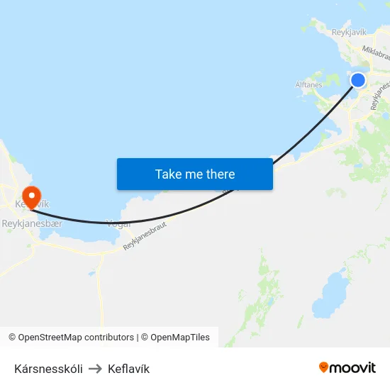 Kársnesskóli to Keflavík map