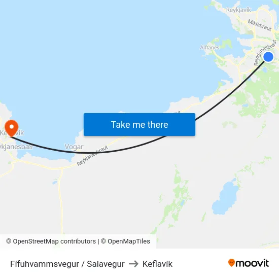 Fífuhvammsvegur / Salavegur to Keflavík map