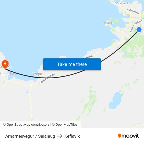 Arnarnesvegur / Salalaug to Keflavík map
