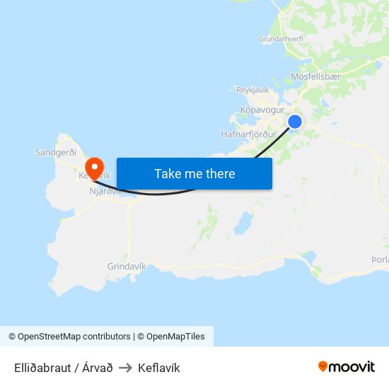 Elliðabraut / Árvað to Keflavík map