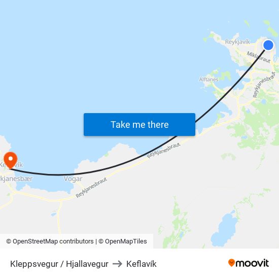 Kleppsvegur / Hjallavegur to Keflavík map