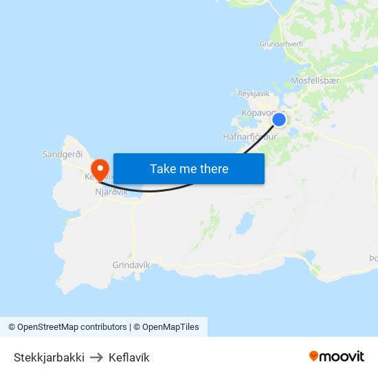 Stekkjarbakki to Keflavík map