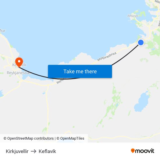 Kirkjuvellir to Keflavík map
