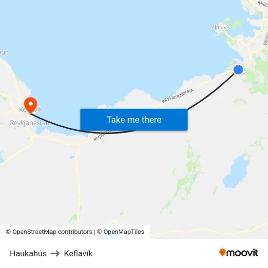 Haukahús to Keflavík map
