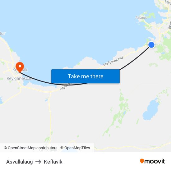 Ásvallalaug to Keflavík map