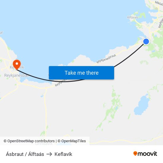 Ásbraut / Álftaás to Keflavík map