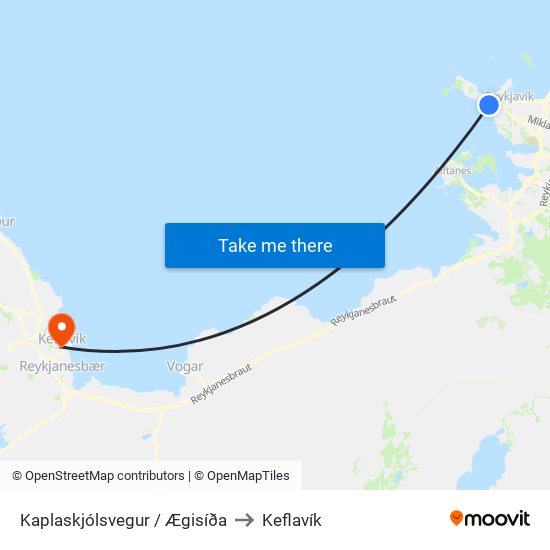Kaplaskjólsvegur / Ægisíða to Keflavík map