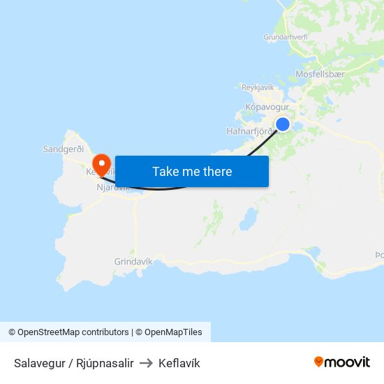 Salavegur / Rjúpnasalir to Keflavík map