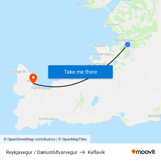 Reykjavegur / Dælustöðvarvegur to Keflavík map
