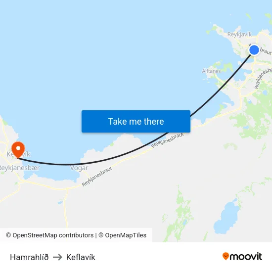 Suðurver to Keflavík map