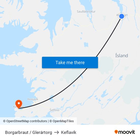 Borgarbraut / Glerártorg to Keflavík map