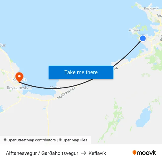 Garðaholtsvegur to Keflavík map