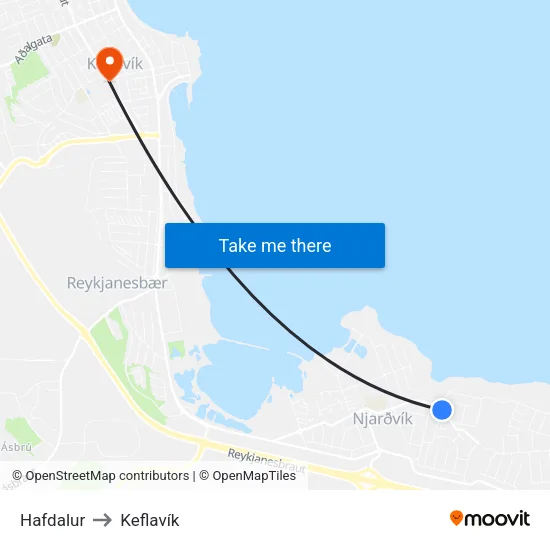 Hafdalur to Keflavík map