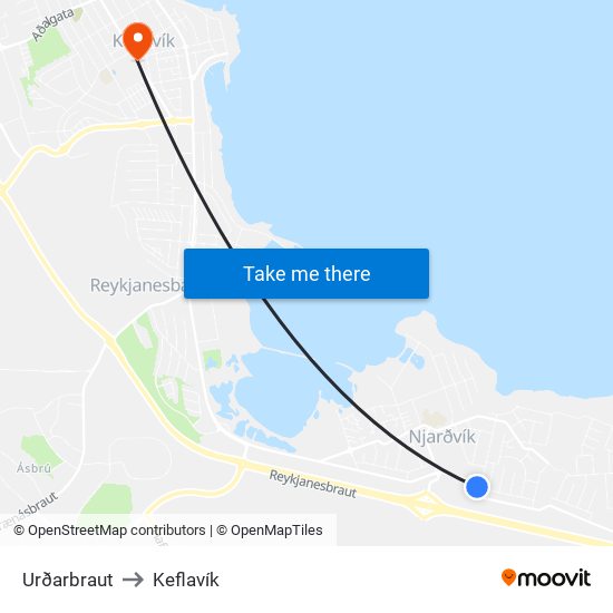 Urðarbraut to Keflavík map