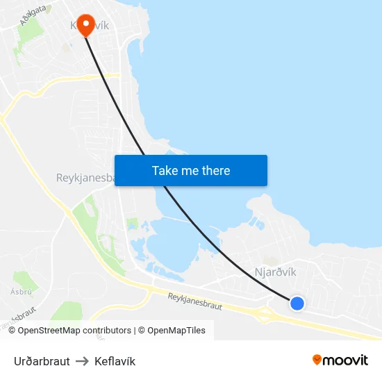 Urðarbraut to Keflavík map