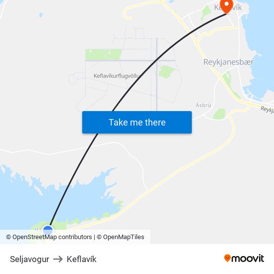 Seljavogur to Keflavík map