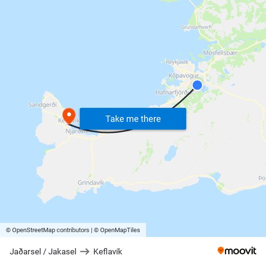 Jaðarsel / Jakasel to Keflavík map