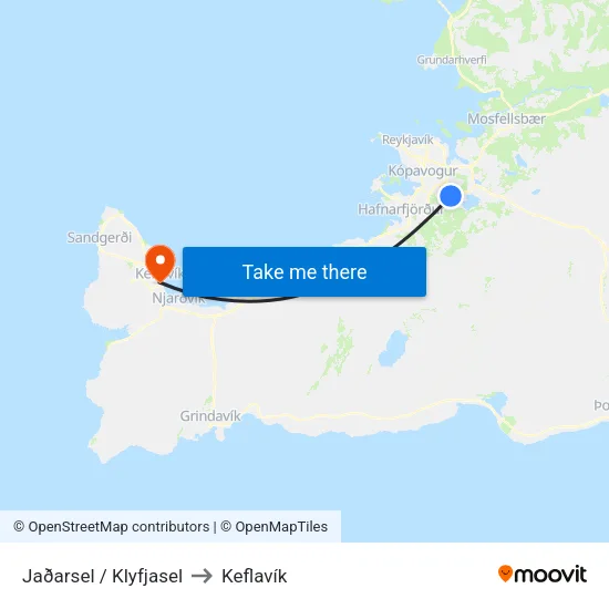 Jaðarsel / Klyfjasel to Keflavík map