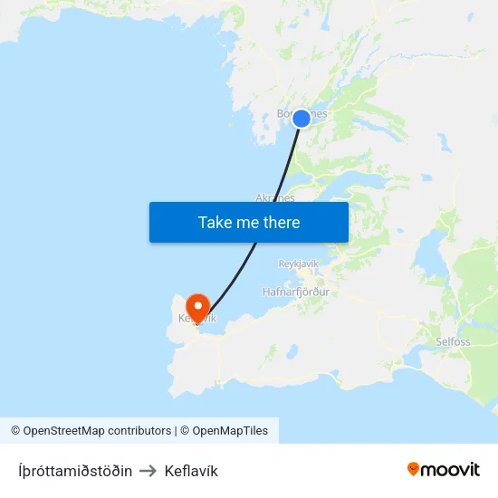 Íþróttamiðstöðin to Keflavík map