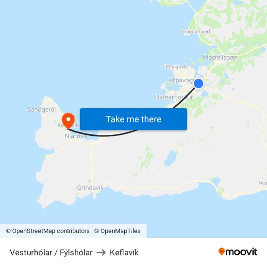 Vesturhólar / Fýlshólar to Keflavík map