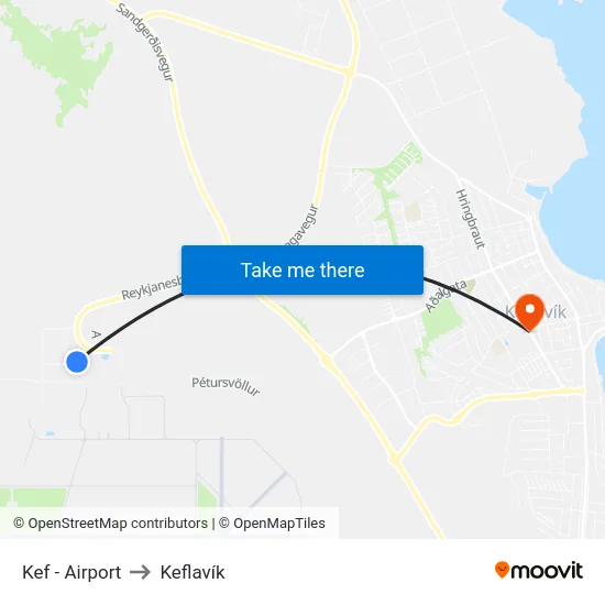 Kef - Airport to Keflavík map