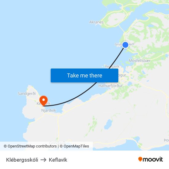 Klébergsskóli to Keflavík map