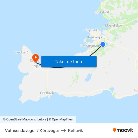 Vatnsendavegur / Kóravegur to Keflavík map