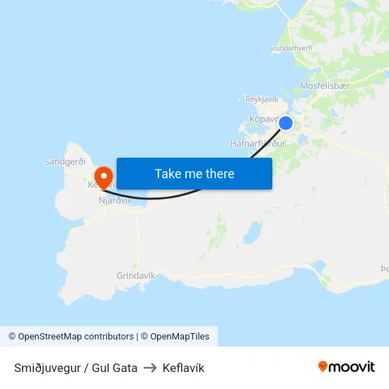 Gul Gata to Keflavík map