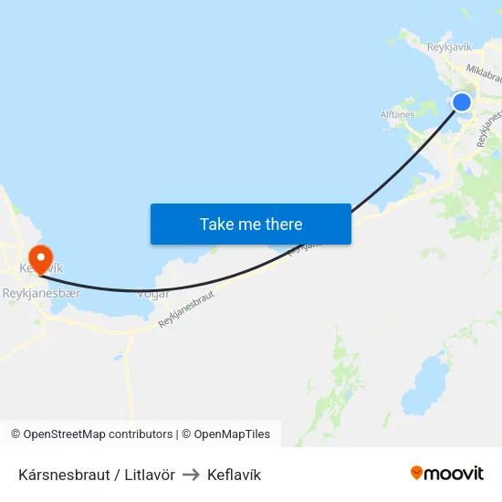 Holtagerði to Keflavík map