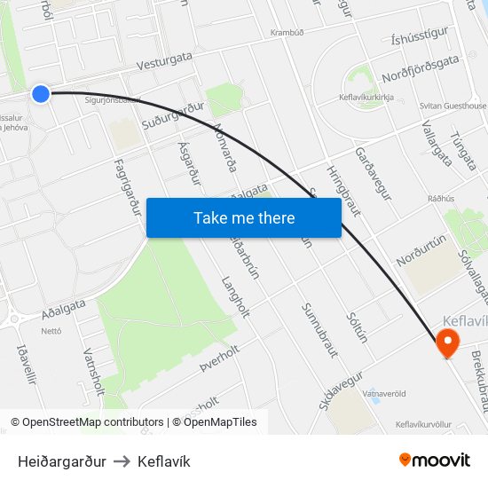 Heiðargarður to Keflavík map
