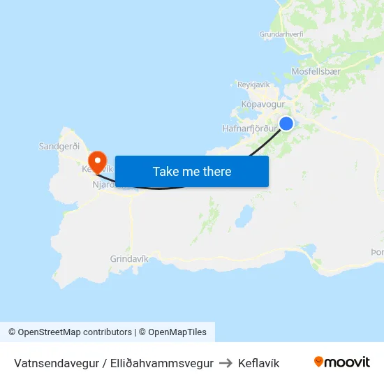 Vatnsendavegur / Elliðahvammsvegur to Keflavík map