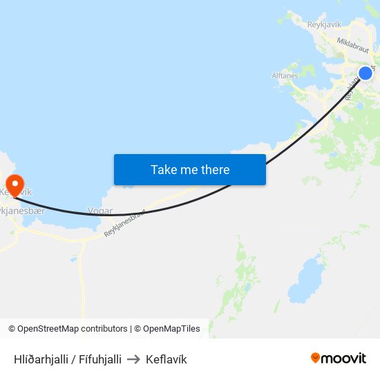 Hlíðarhjalli / Fífuhjalli to Keflavík map