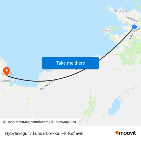 Nýbýlavegur / Lundarbrekka to Keflavík map