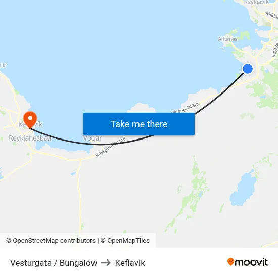 Vesturgata / Bungalow to Keflavík map