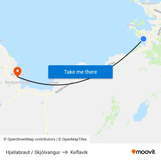 Hjallabraut / Skjólvangur to Keflavík map