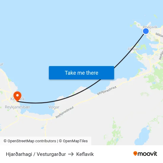 Hjarðarhagi / Vesturgarður to Keflavík map