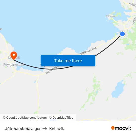 Jófríðarstaðavegur to Keflavík map