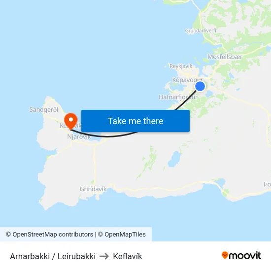 Arnarbakki / Leirubakki to Keflavík map