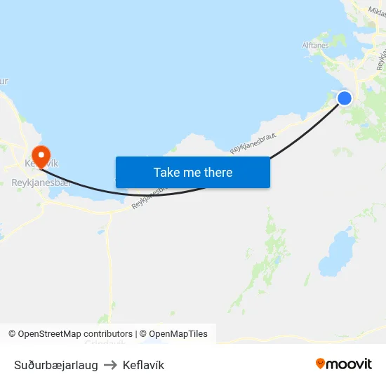 Suðurbæjarlaug to Keflavík map