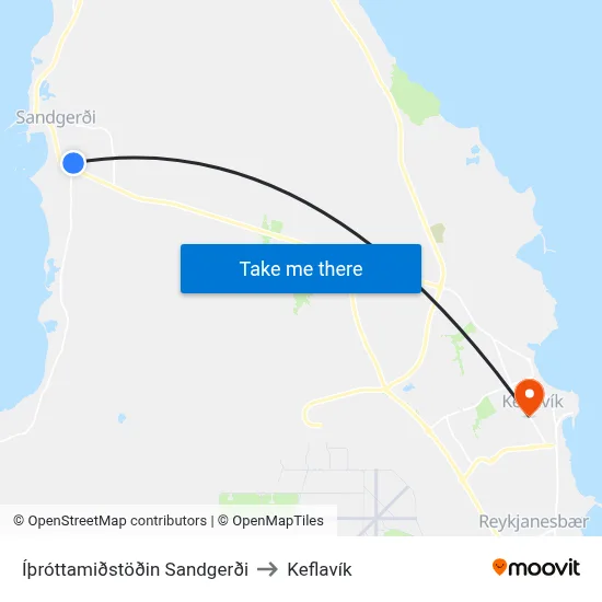 Íþróttamiðstöðin Sandgerði to Keflavík map