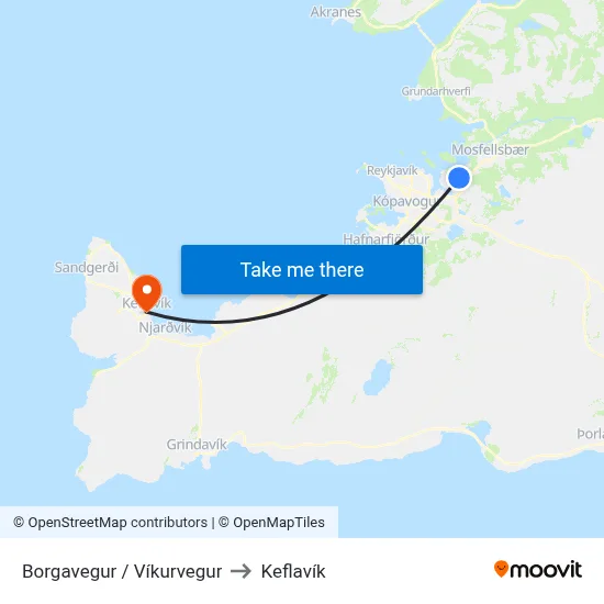 Borgavegur / Víkurvegur to Keflavík map